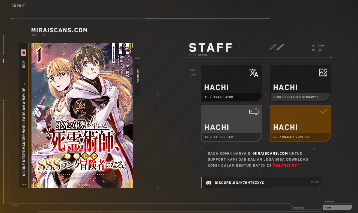 A Lone Necromancer Who Leads an Army of Immortals, Changed His Job to Become an SSS Rank Adventurer Chapter 02 Bahasa Indonesia