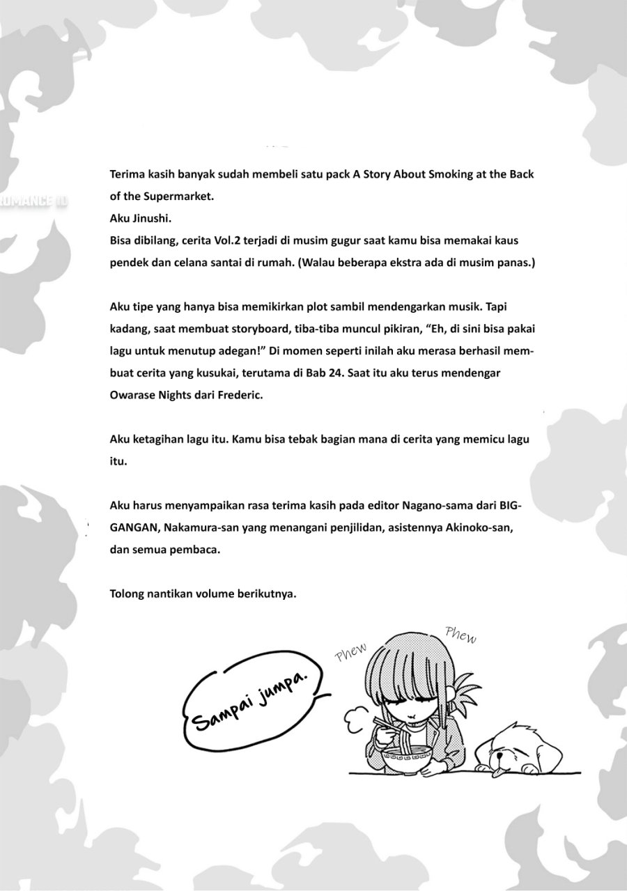 A Story About Smoking at the Back of the Supermarket (Super no Ura de Yani Suu Futari) Chapter 24.6 Bahasa Indonesia