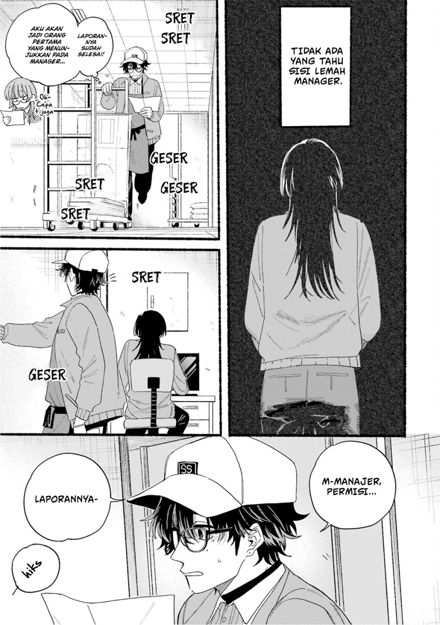 A Story About Smoking at the Back of the Supermarket (Super no Ura de Yani Suu Futari) Chapter 28.7 Bahasa Indonesia