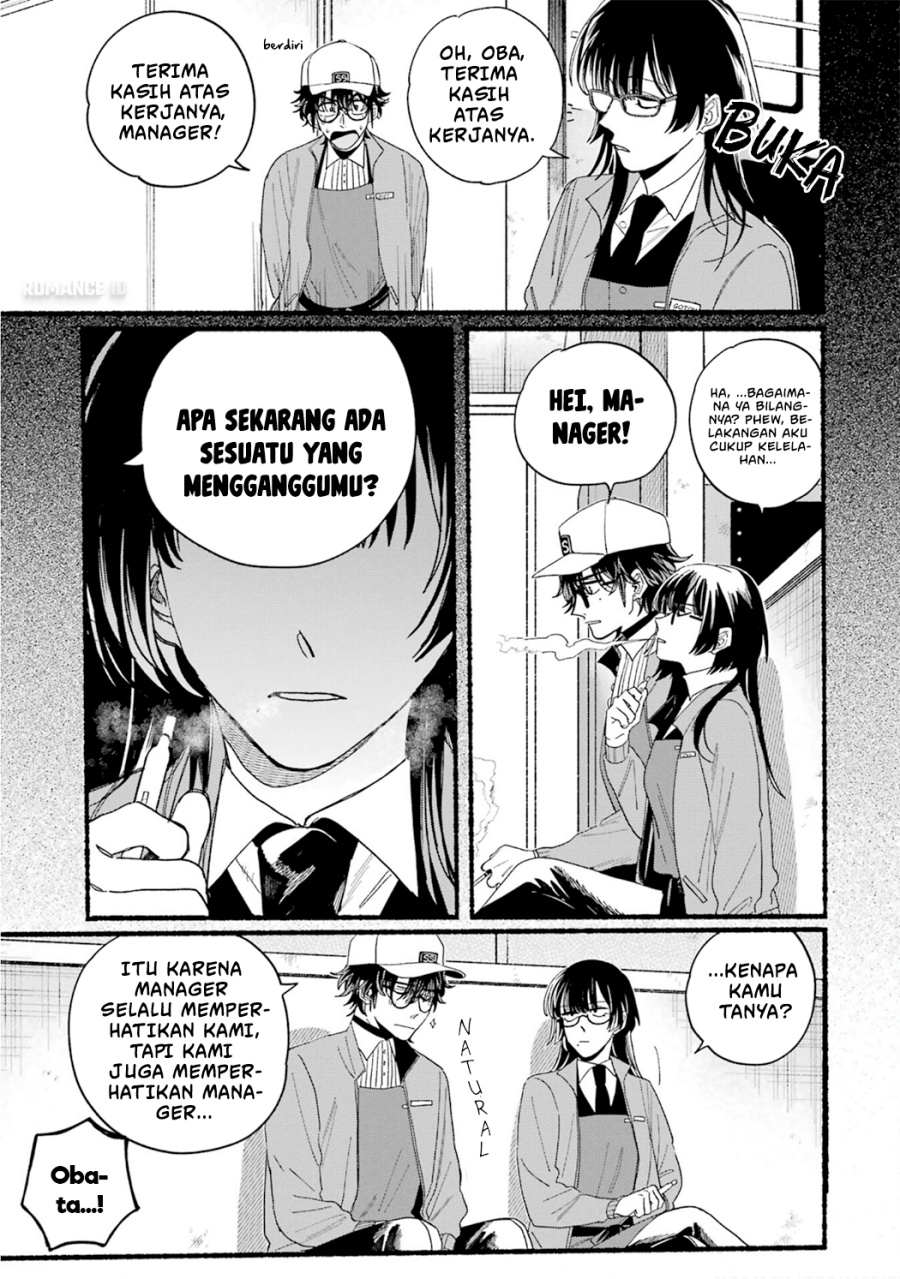 A Story About Smoking at the Back of the Supermarket (Super no Ura de Yani Suu Futari) Chapter 28.7 Bahasa Indonesia