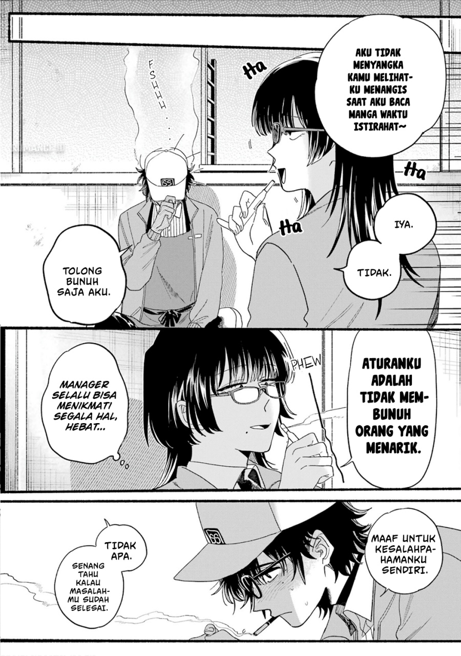 A Story About Smoking at the Back of the Supermarket (Super no Ura de Yani Suu Futari) Chapter 28.7 Bahasa Indonesia
