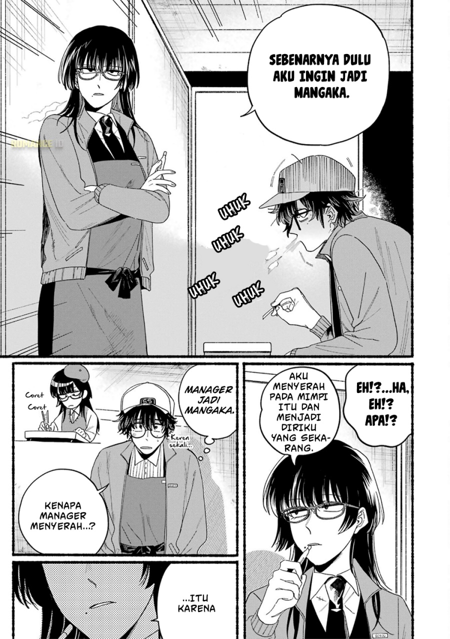 A Story About Smoking at the Back of the Supermarket (Super no Ura de Yani Suu Futari) Chapter 28.7 Bahasa Indonesia