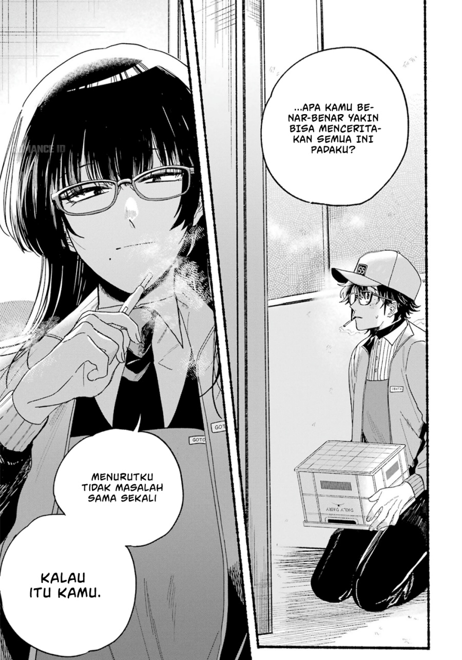 A Story About Smoking at the Back of the Supermarket (Super no Ura de Yani Suu Futari) Chapter 28.7 Bahasa Indonesia