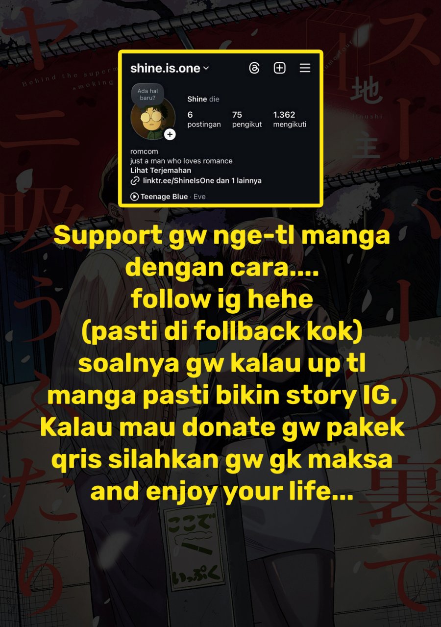 A Story About Smoking at the Back of the Supermarket (Super no Ura de Yani Suu Futari) Chapter 32 Bahasa Indonesia