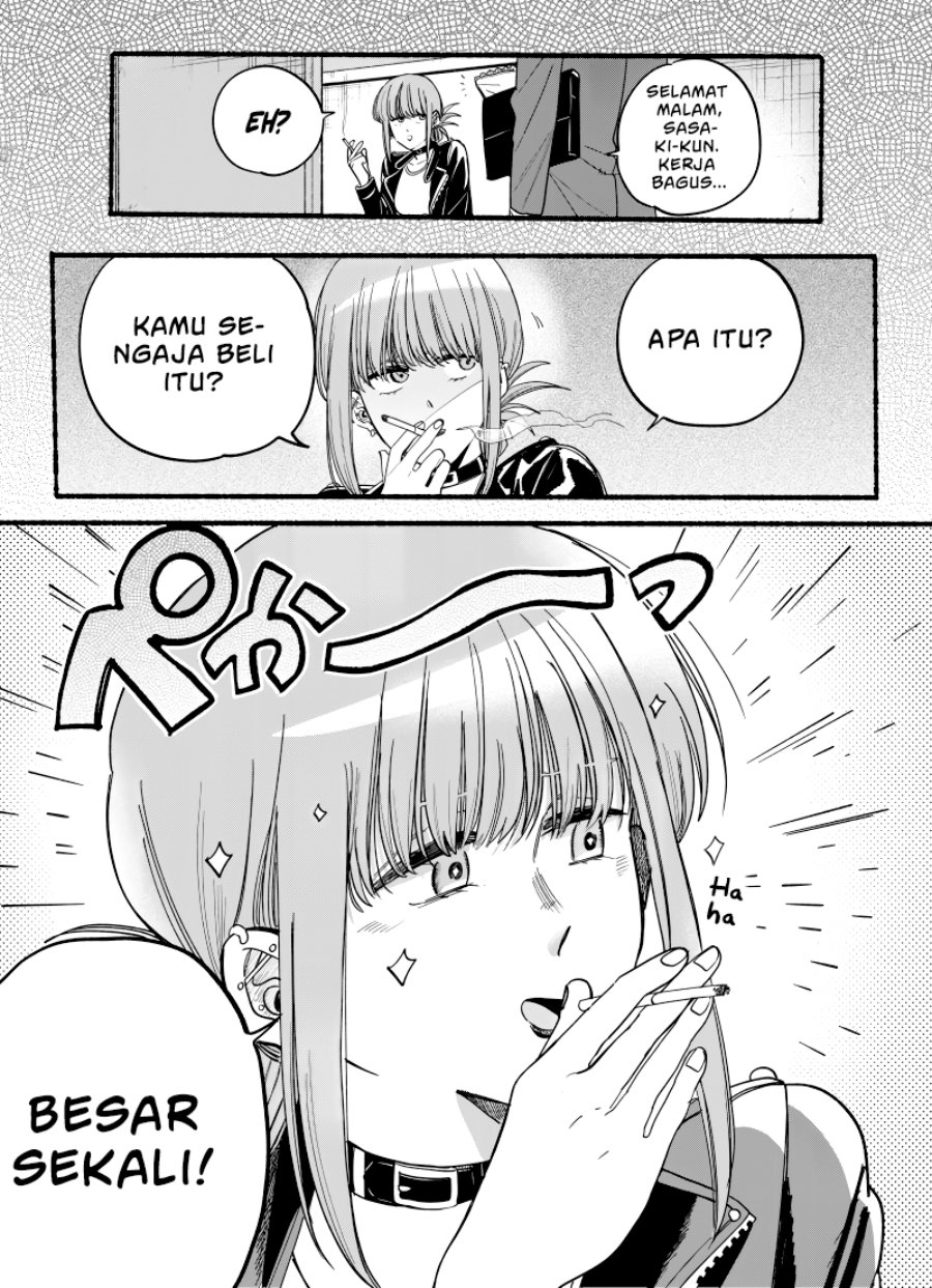 A Story About Smoking at the Back of the Supermarket (Super no Ura de Yani Suu Futari) Chapter 34.5 Bahasa Indonesia
