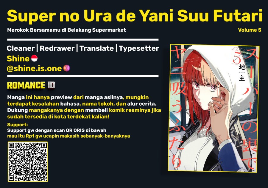 A Story About Smoking at the Back of the Supermarket (Super no Ura de Yani Suu Futari) Chapter 34 Bahasa Indonesia