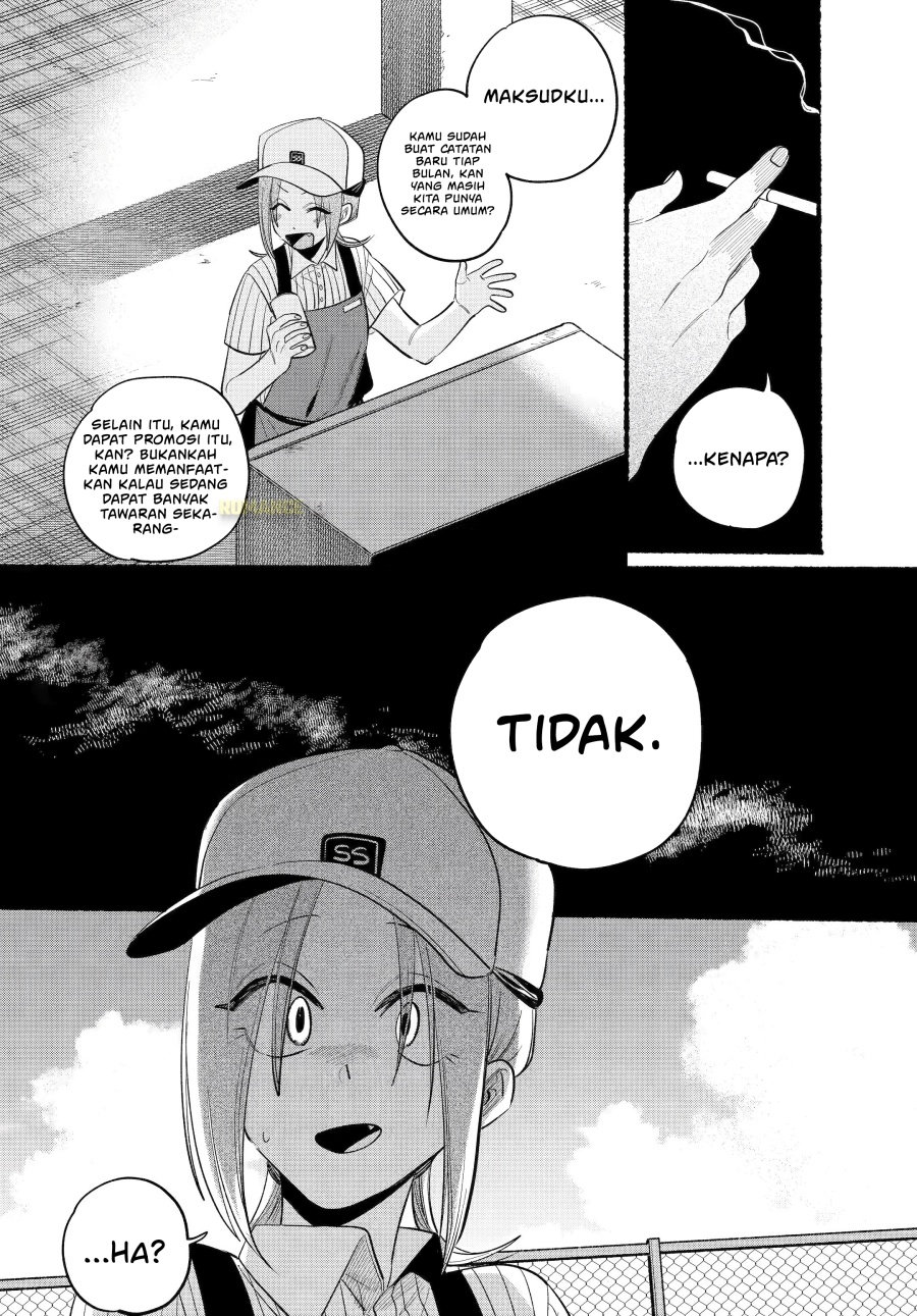 A Story About Smoking at the Back of the Supermarket (Super no Ura de Yani Suu Futari) Chapter 43 Bahasa Indonesia
