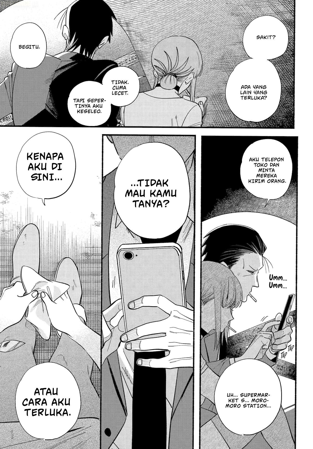 A Story About Smoking at the Back of the Supermarket (Super no Ura de Yani Suu Futari) Chapter 49 Bahasa Indonesia