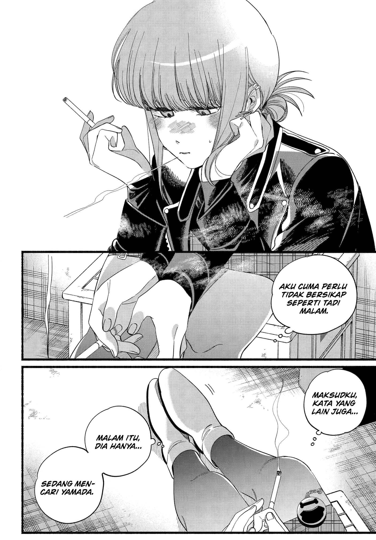 A Story About Smoking at the Back of the Supermarket (Super no Ura de Yani Suu Futari) Chapter 52 Bahasa Indonesia