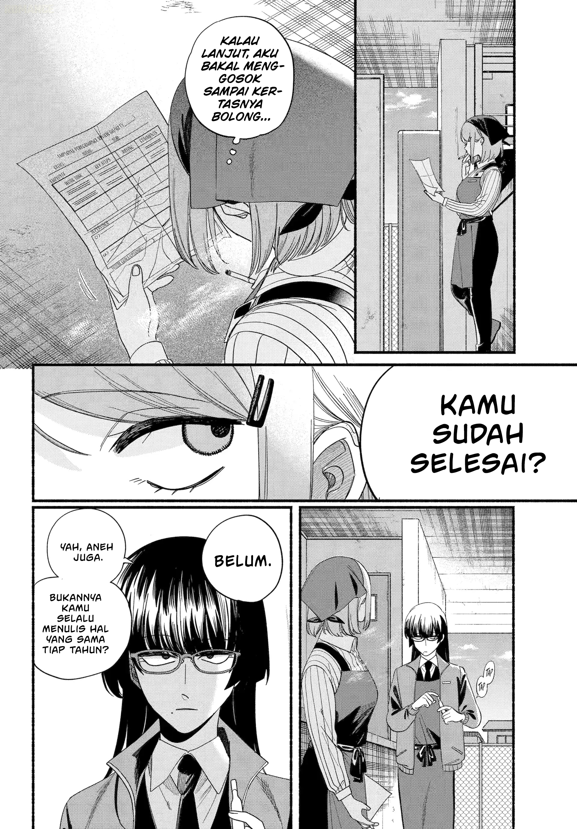 A Story About Smoking at the Back of the Supermarket (Super no Ura de Yani Suu Futari) Chapter 55 Bahasa Indonesia