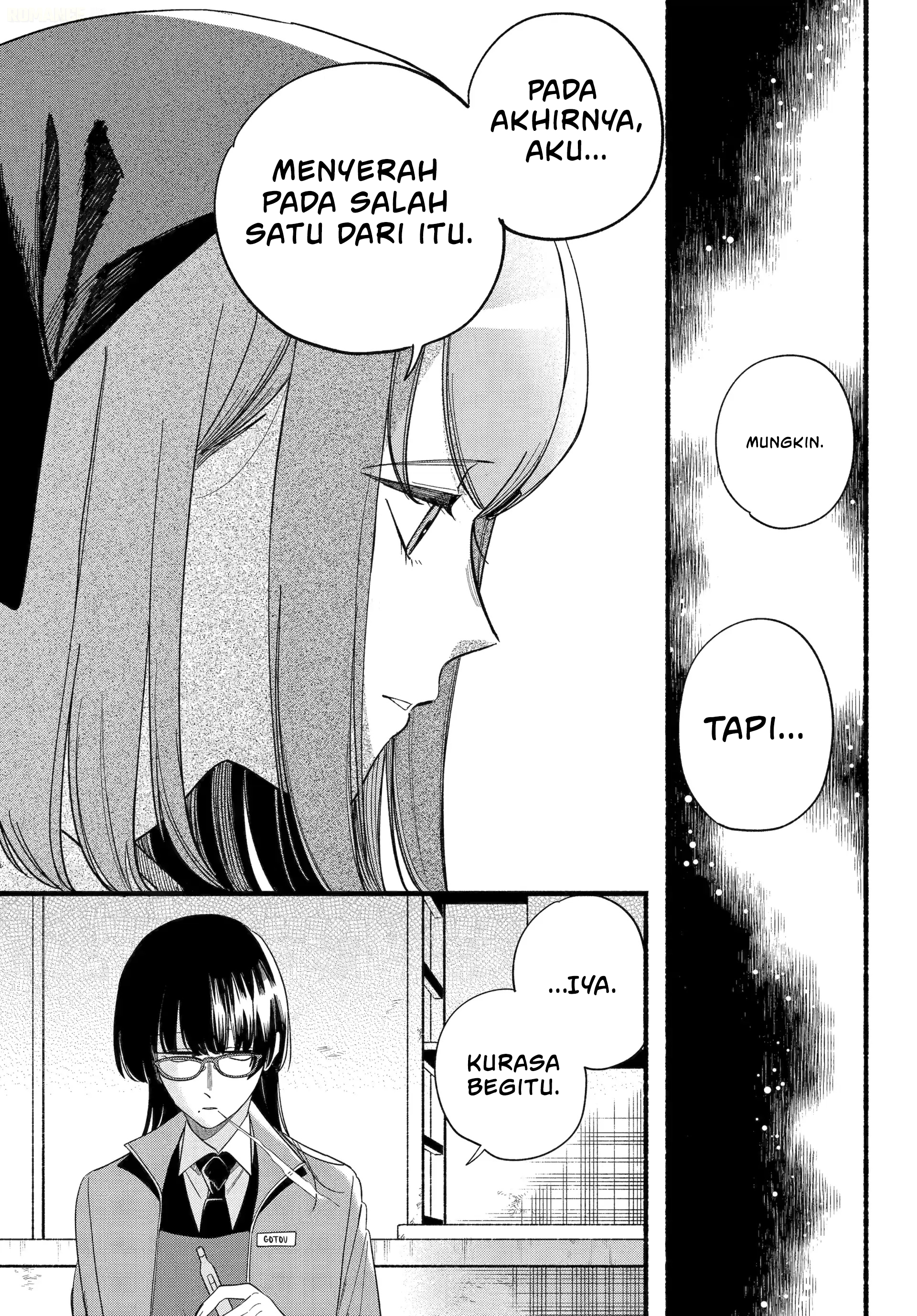 A Story About Smoking at the Back of the Supermarket (Super no Ura de Yani Suu Futari) Chapter 55 Bahasa Indonesia