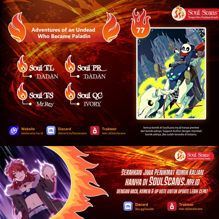 Adventures of an Undead Who Became Paladin Chapter 77 Bahasa Indonesia
