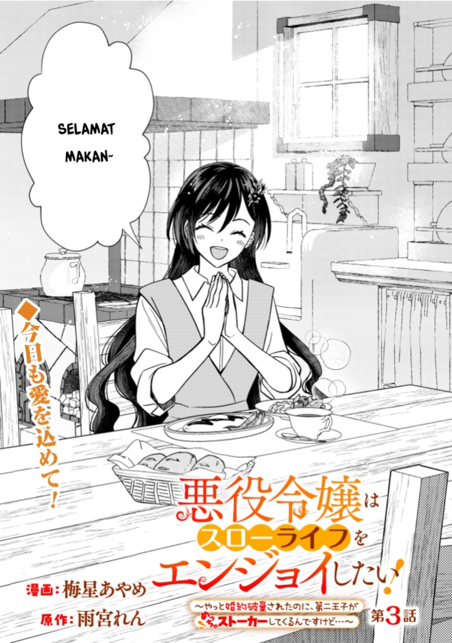 Akuyaku Reijou wa Slow Life o Enjoy Shitai!: Yatto Kon’yaku Hakisareta no ni, Daini Ouji ga Meccha Stalker Shitekurun desu kedo chapter 3
