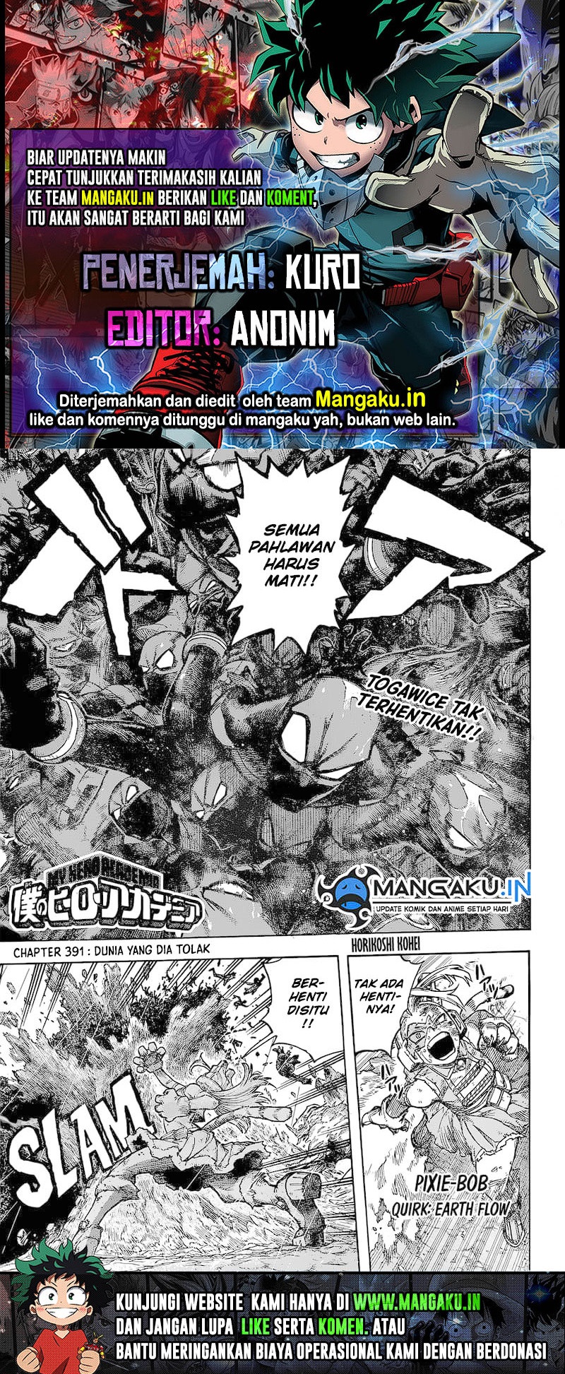Boku no Hero Academia Chapter 391 Bahasa Indonesia