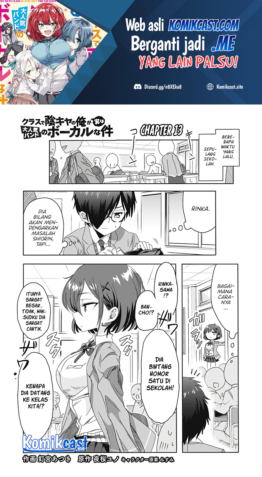 Class de Inkya no Ore ga Jitsu wa Daininki Band no Vocal na Ken Chapter 13 Bahasa Indonesia