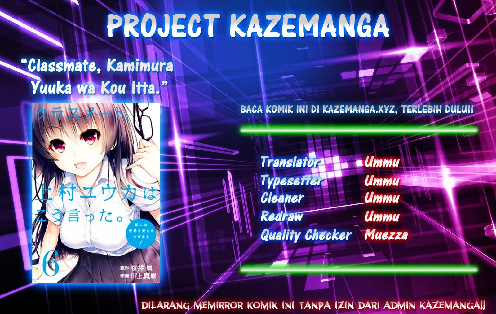 Classmate Kamimura Yuuka wa Kou Itta Chapter 09 Bahasa Indonesia