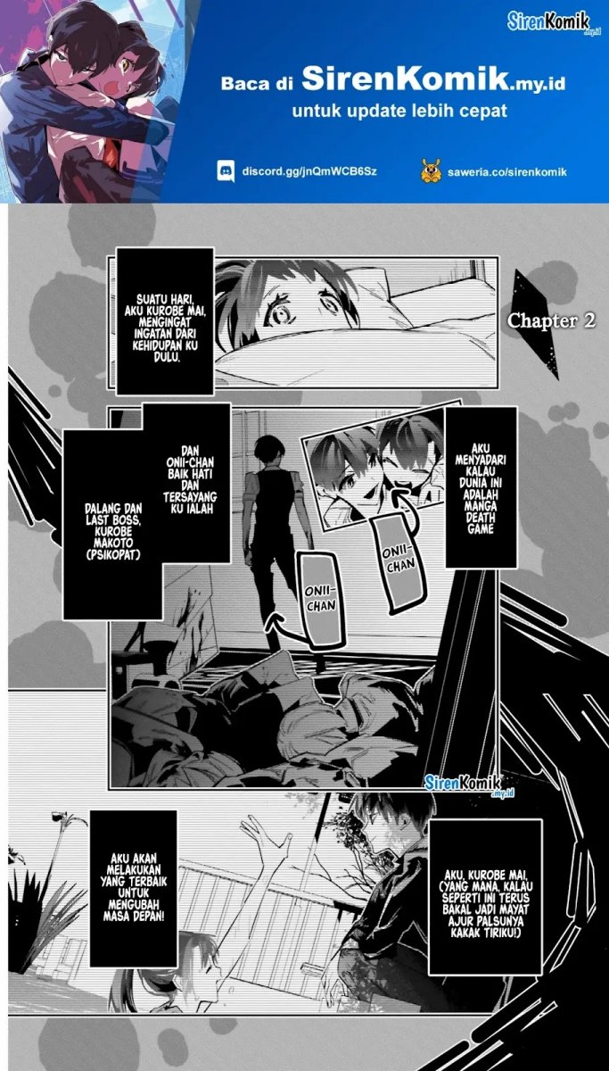 Death Game Manga no Kuromaku Satsujinki no Imouto ni Tensei shite Shippai shita Chapter 02 Bahasa Indonesia