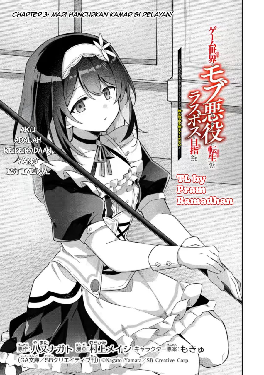 Game Sekai no mobu akuyaku ni tensei shita node Last bos wo mezashite mita Chapter 03 Bahasa Indonesia