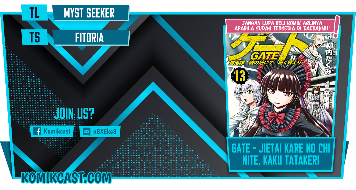 Gate – Jietai Kare no Chi nite, Kaku Tatakeri Chapter 104 Bahasa Indonesia