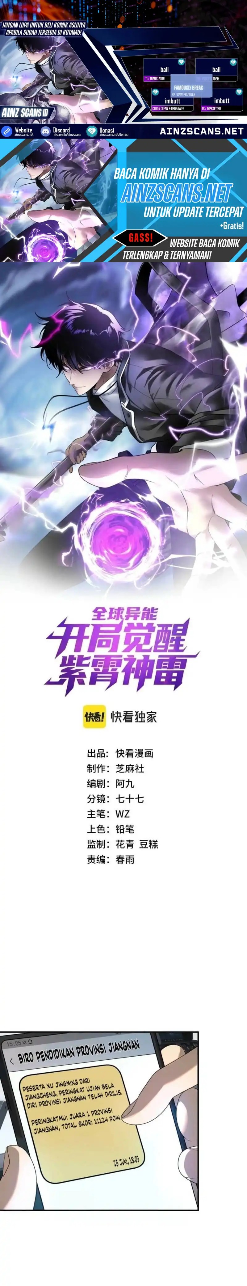 Global Superpowers: Awakening the Zixiao Divine Thunder at the Beginning Chapter 10 Bahasa Indonesia