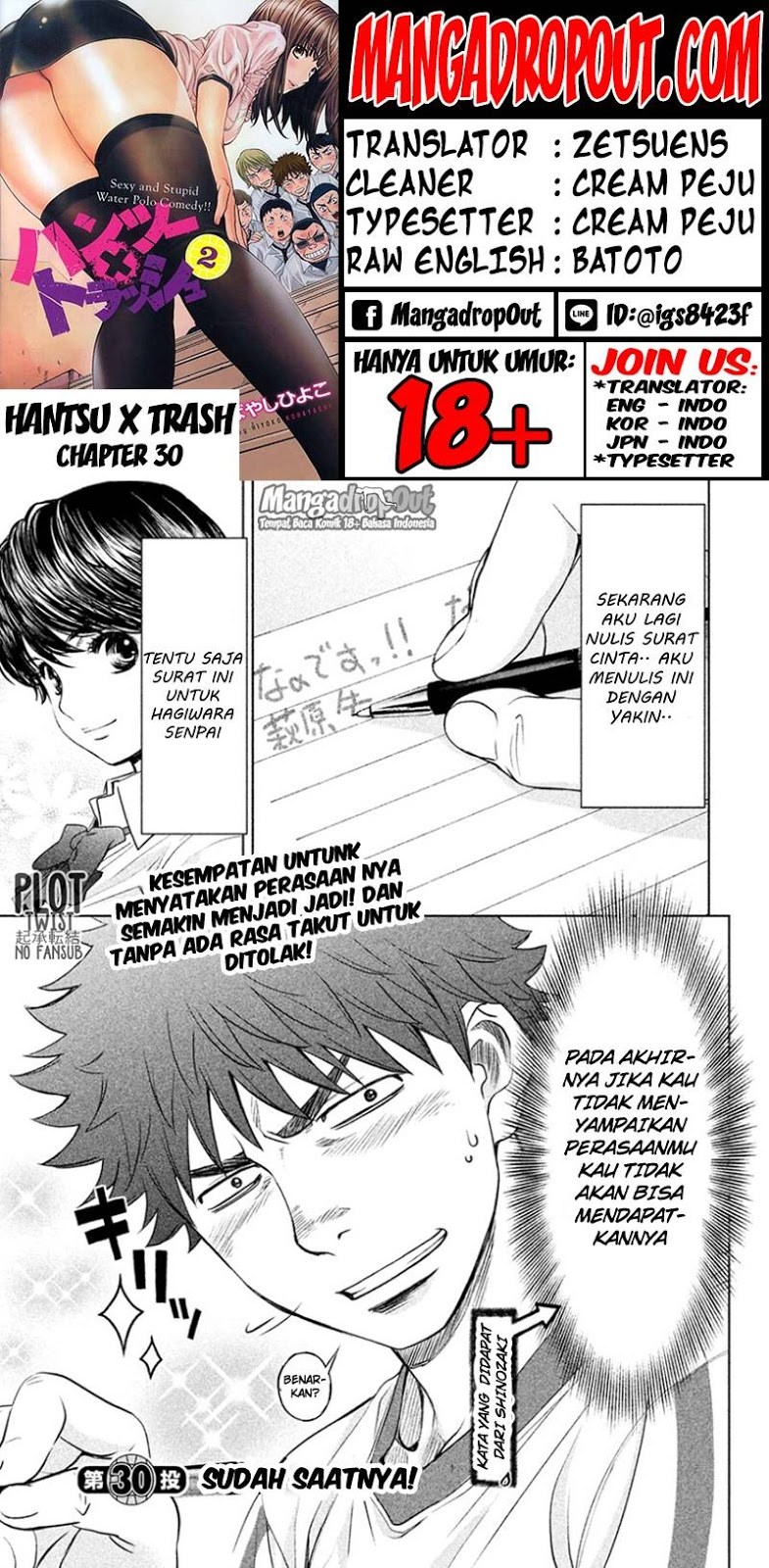 Hantsu x Trash Chapter 30 Bahasa Indonesia