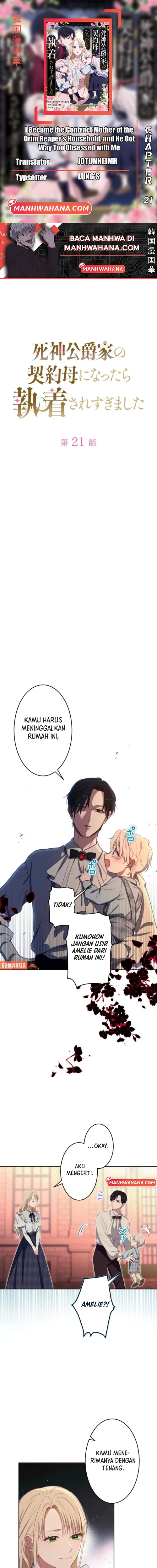 I Became the Contract Mother of the Grim Reaper Duke’s Family and They Became Obsessed With Me Chapter 21 Bahasa Indonesia