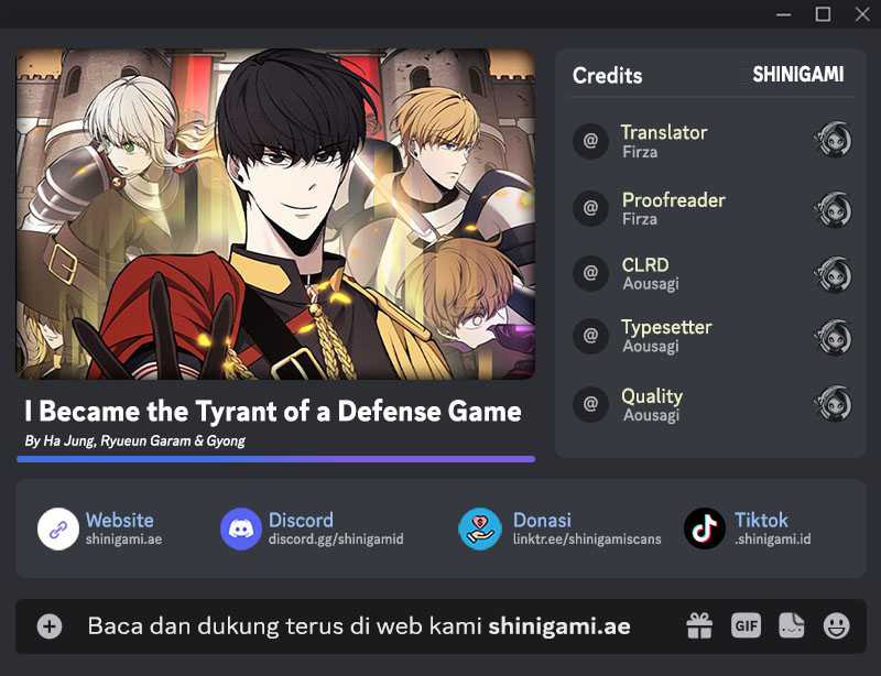 I Became the Tyrant of a Defense Game Chapter 73 Bahasa Indonesia
