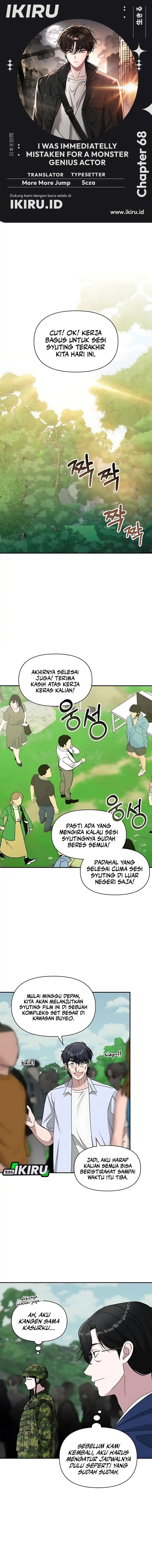 I Was Immediately Mistaken for a Monster Genius Actor Chapter 68 Bahasa Indonesia