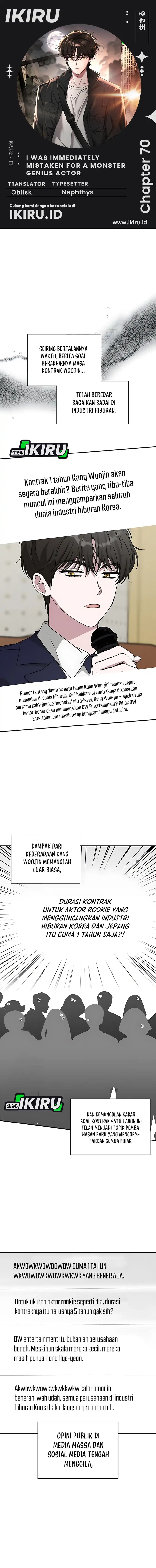 I Was Immediately Mistaken for a Monster Genius Actor chapter 70