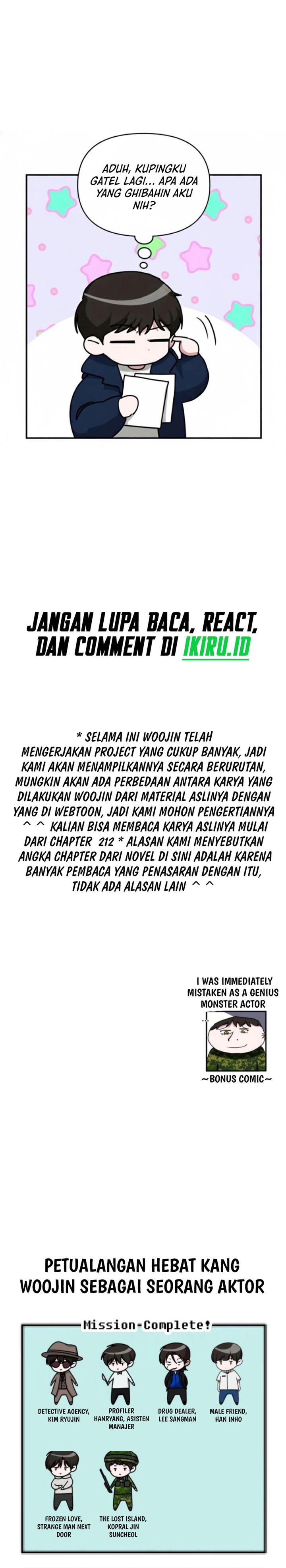 I Was Immediately Mistaken for a Monster Genius Actor Chapter 82 Bahasa Indonesia