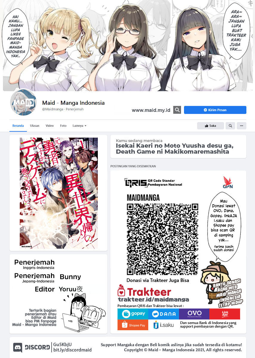 Isekai Kaeri no Moto Yuusha desu ga, Death Game ni Makikomaremashita Chapter 08 Bahasa Indonesia