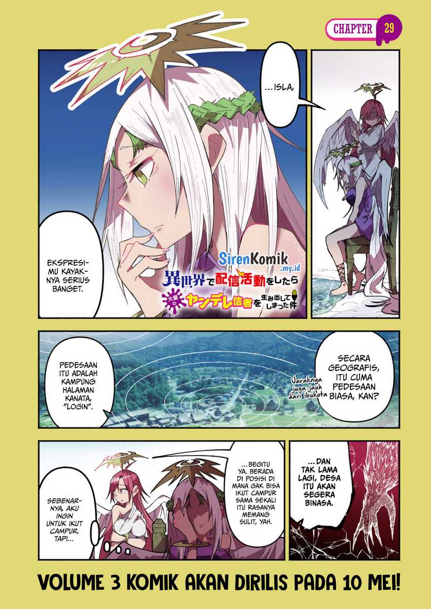 Isekai de Haishin Katsudou wo Shitara Tairyou no Yandere Shinja wo Umidashite Shimatta Ken Chapter 29 Bahasa Indonesia