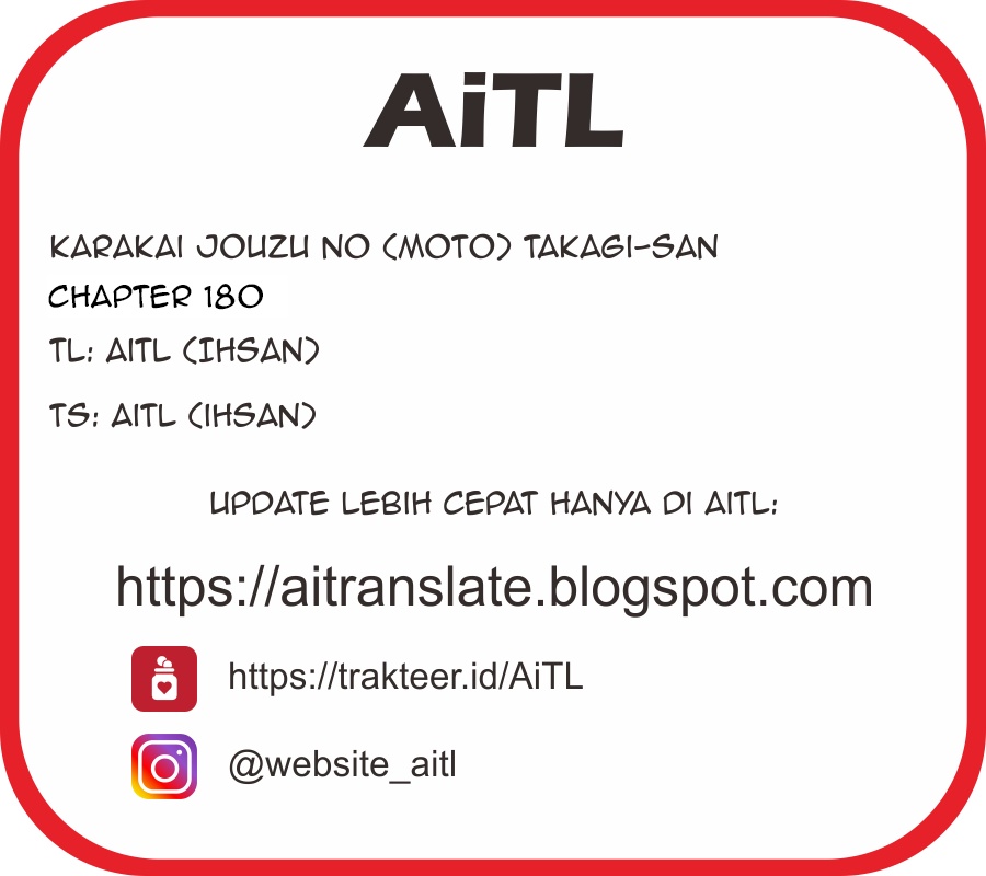 Karakai Jouzu no (Moto) Takagi-san Chapter 180 Bahasa Indonesia