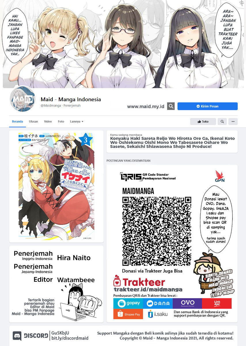 Konyaku Haki Sareta Reijo wo Hirotta Ore ga, Ikenai Koto wo Oshiekomu Oishi Mono wo Tabesasete Oshare wo Sasete, Sekaichi Shiawasena Shojo ni Produce! Chapter 14 Bahasa Indonesia