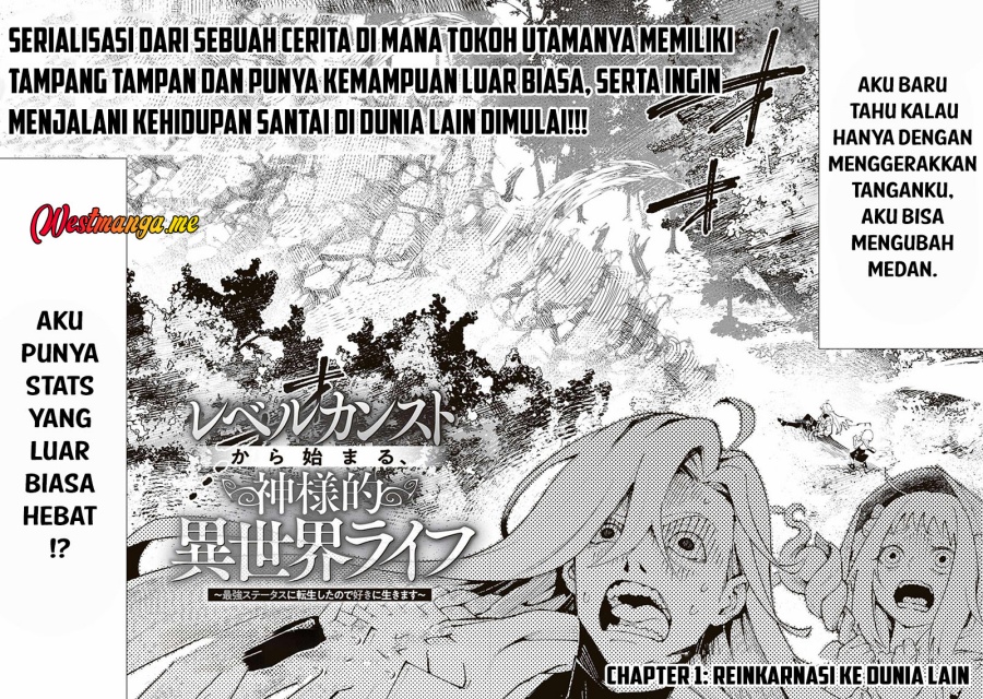 Level Count Stop kara Hajimaru, Kamisama-teki Isekai Life: Saikyou Status ni Tensei Shita node Suki ni Ikimasu Chapter 01 Bahasa Indonesia