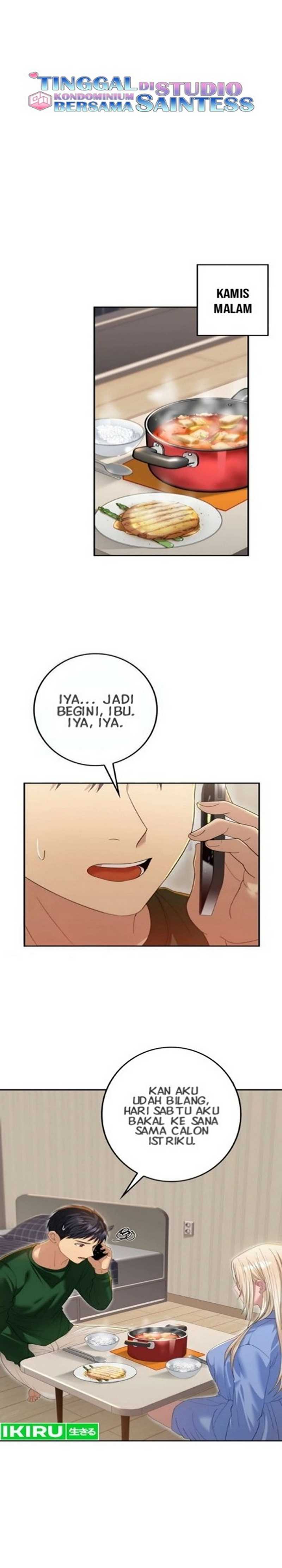 Living in a Studio Condo With the Saintess Chapter 16 Bahasa Indonesia
