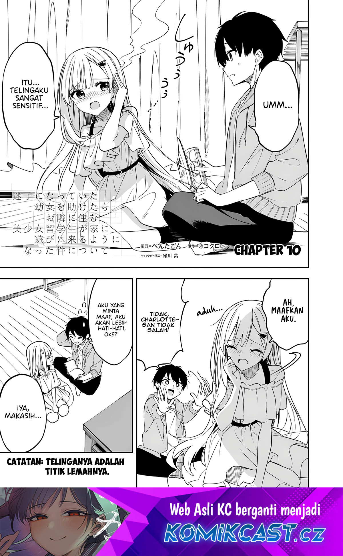 Maigo ni Natteita Youjo o Tasuketara, Otonari ni Sumu Bishoujo Ryuugakusei ga Ie ni Asobi ni Kuru You ni Natta Ken ni Tsuite Chapter 10 Bahasa Indonesia