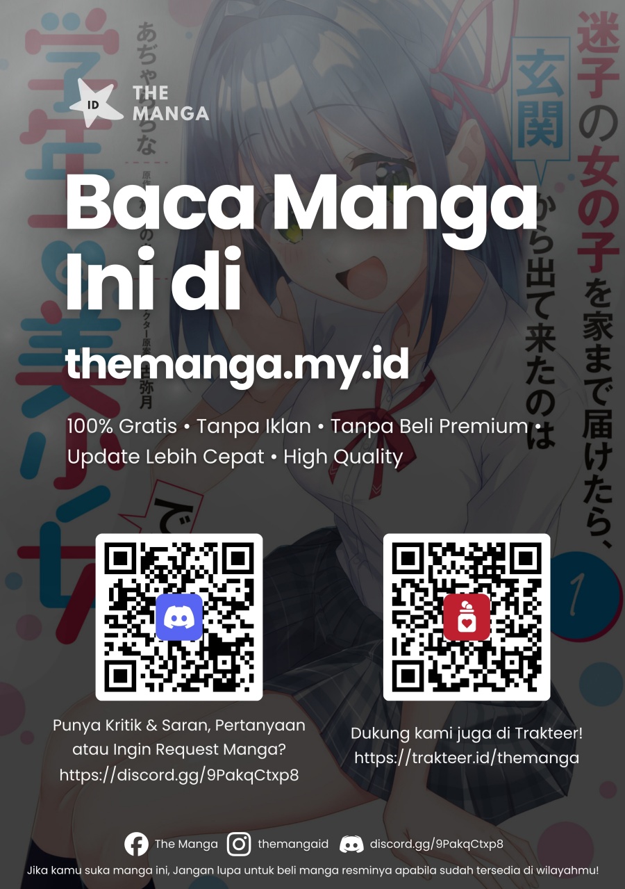 Maigo no Onnanoko o Ie Made Todoketara, Genkan kara Detekita no wa Gakunen Ichi no Bishoujo deshita Chapter 09.1 Bahasa Indonesia