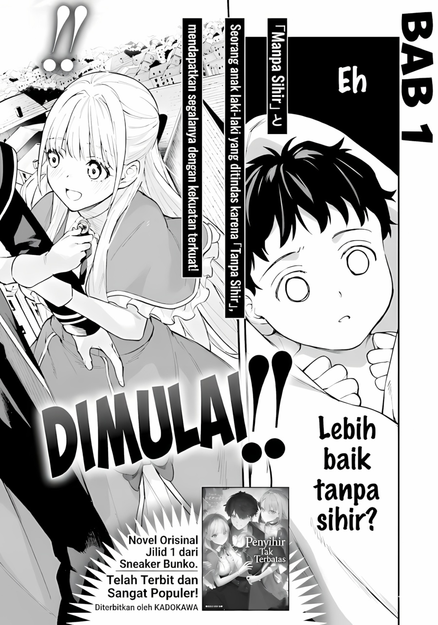 Mugen no Majutsu Shi Maryoku Nashi de Heimin no Ko to Hakugai Sareta Ore. Jitsuha Mugen no Maryoku Mochi  Chapter 01 Bahasa Indonesia