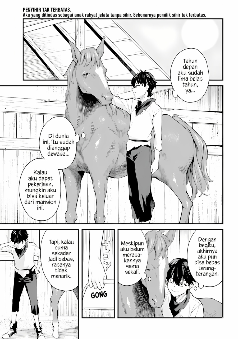 Mugen no Majutsu Shi Maryoku Nashi de Heimin no Ko to Hakugai Sareta Ore. Jitsuha Mugen no Maryoku Mochi  Chapter 01 Bahasa Indonesia