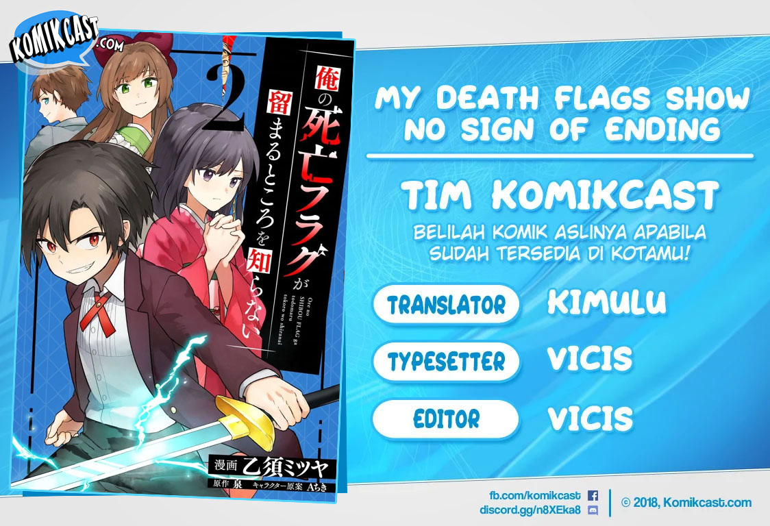 My Death Flags Show No Sign of Ending Chapter 18.2 Bahasa Indonesia