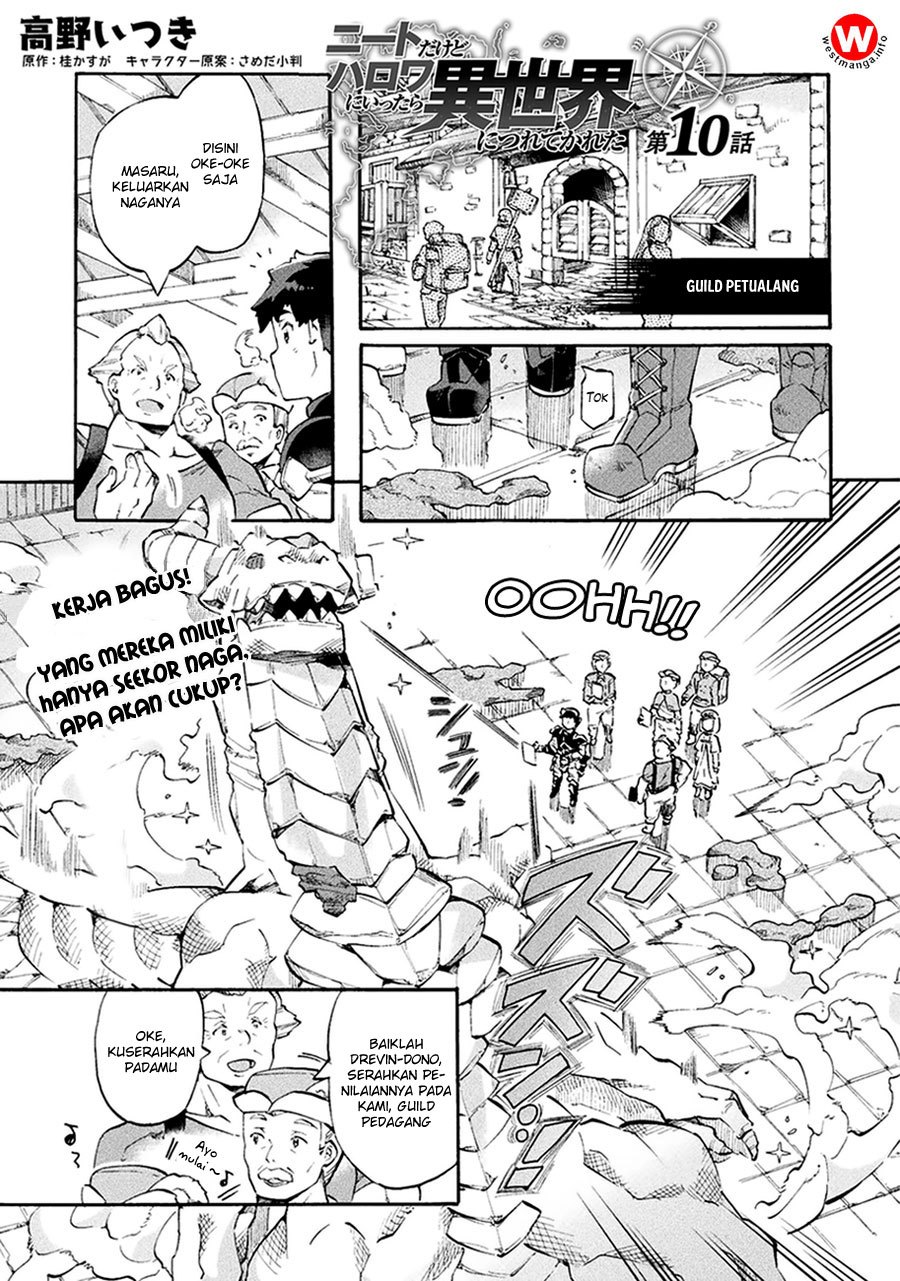 NEET dakedo Hello Work ni Ittara Isekai ni Tsuretekareta Chapter 10 Bahasa Indonesia