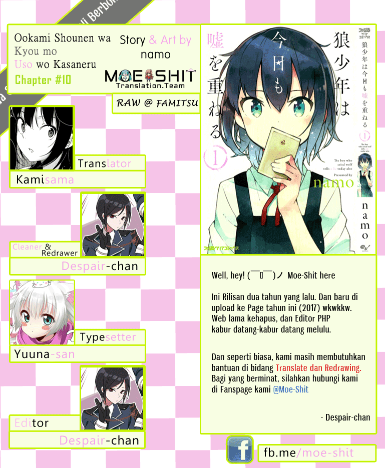 Ookami Shounen wa Kyou mo Uso wo Kasaneru Chapter 10 Bahasa Indonesia