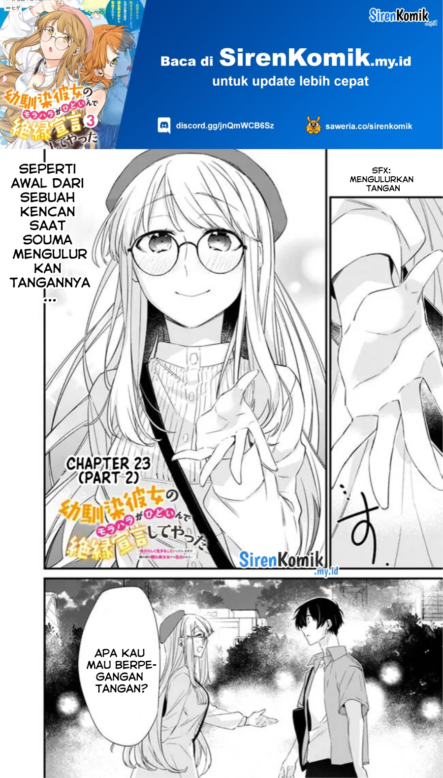 Osananajimi Kanojo no Morahara ga Hidoin de Zetsuen Sengen shite Yatta Chapter 23.2 Bahasa Indonesia
