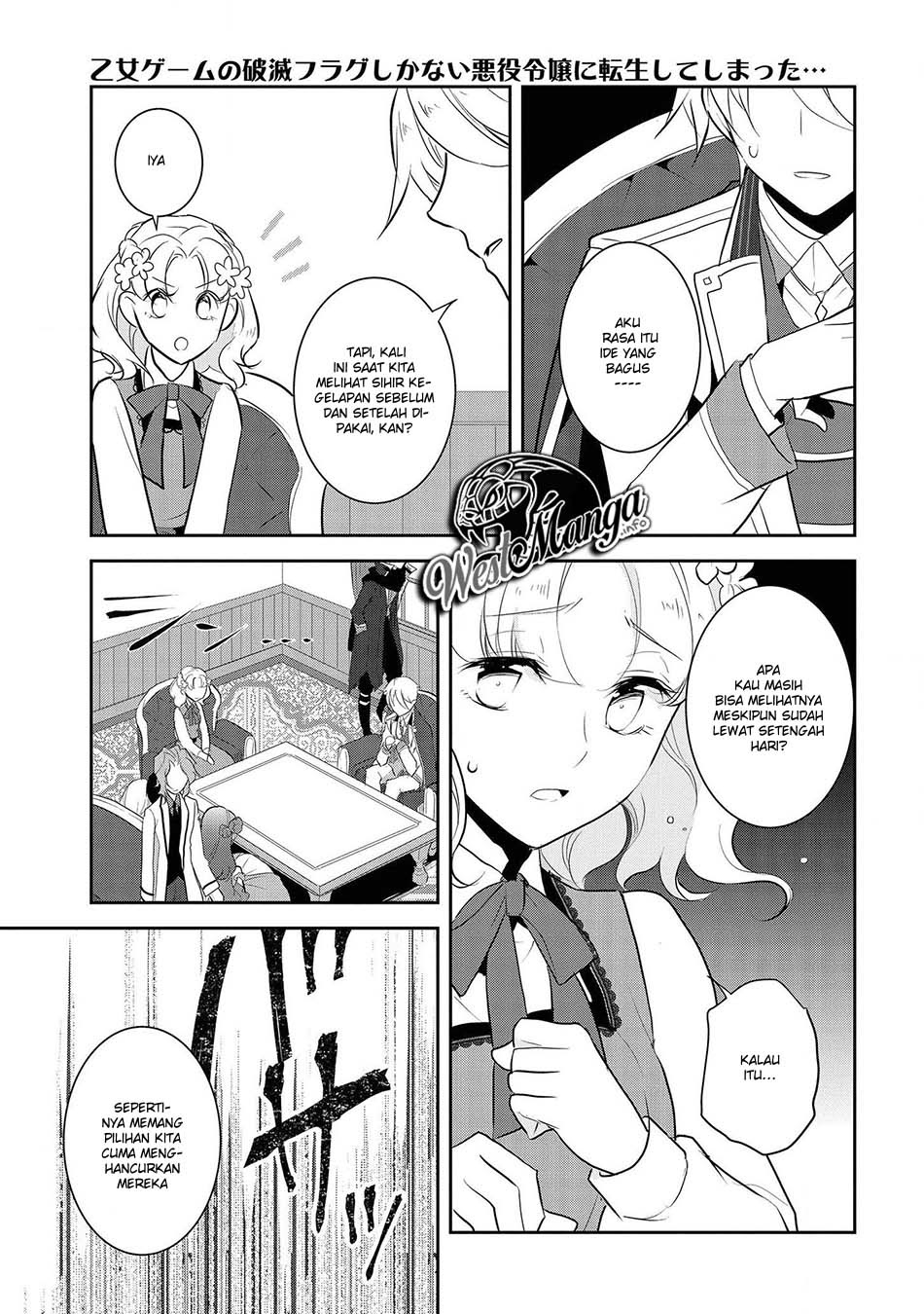 Otome Game no Hametsu Flag shika nai Akuyaku Reijou ni Tensei shite shimatta Chapter 29 Bahasa Indonesia