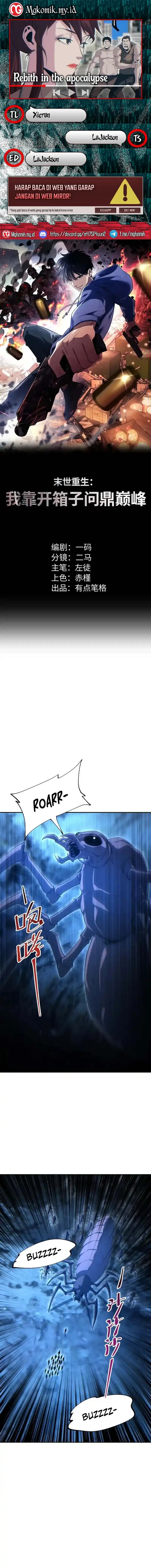 Rebirth in the Apocalypse: I Reach the Top by Opening Boxes Chapter 74 Bahasa Indonesia