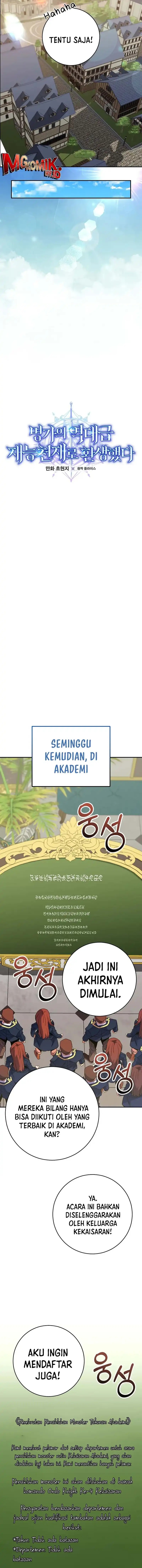 Reincarnated as a Genius Prodigy of a Prestigious Family Chapter 70 Bahasa Indonesia