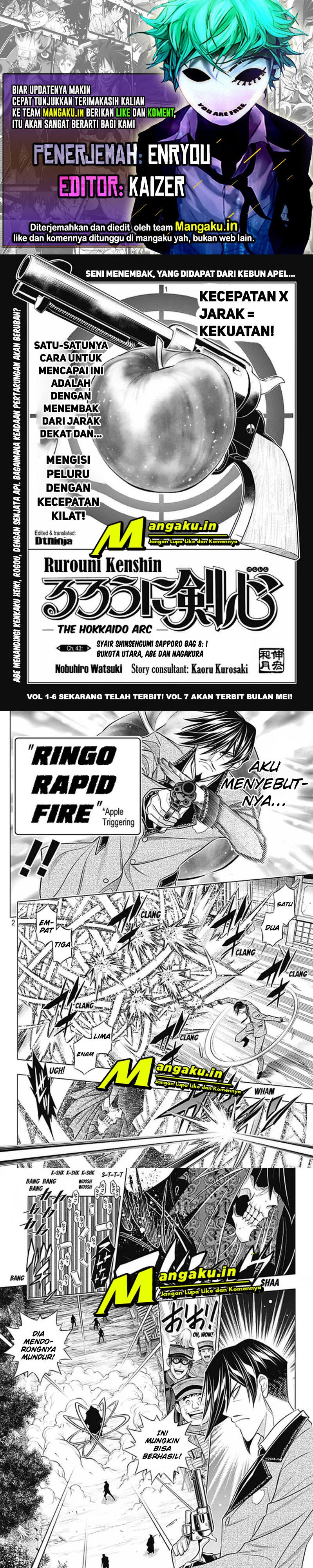 Rurouni Kenshin: Meiji Kenkaku Romantan – Hokkaido-hen Chapter 43 Bahasa Indonesia