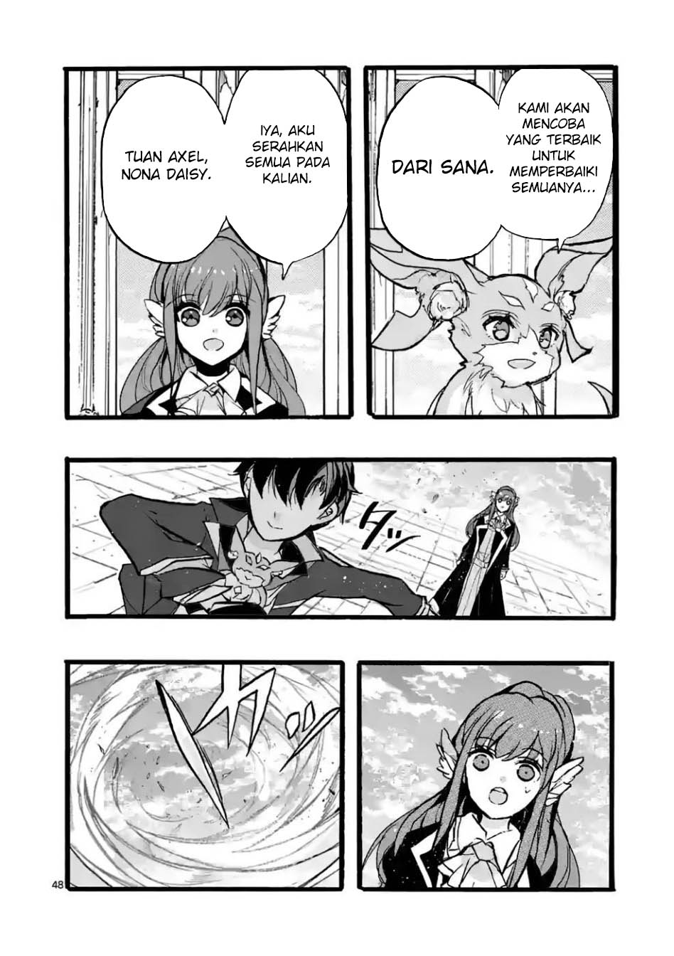 Saikyou Shoku (Ryukishi) Kara Shokyu Shoku (Hakobiya) ni Nattano ni Naze ka Yushatachi Kara Tayoraretemasu Chapter 44 Bahasa Indonesia