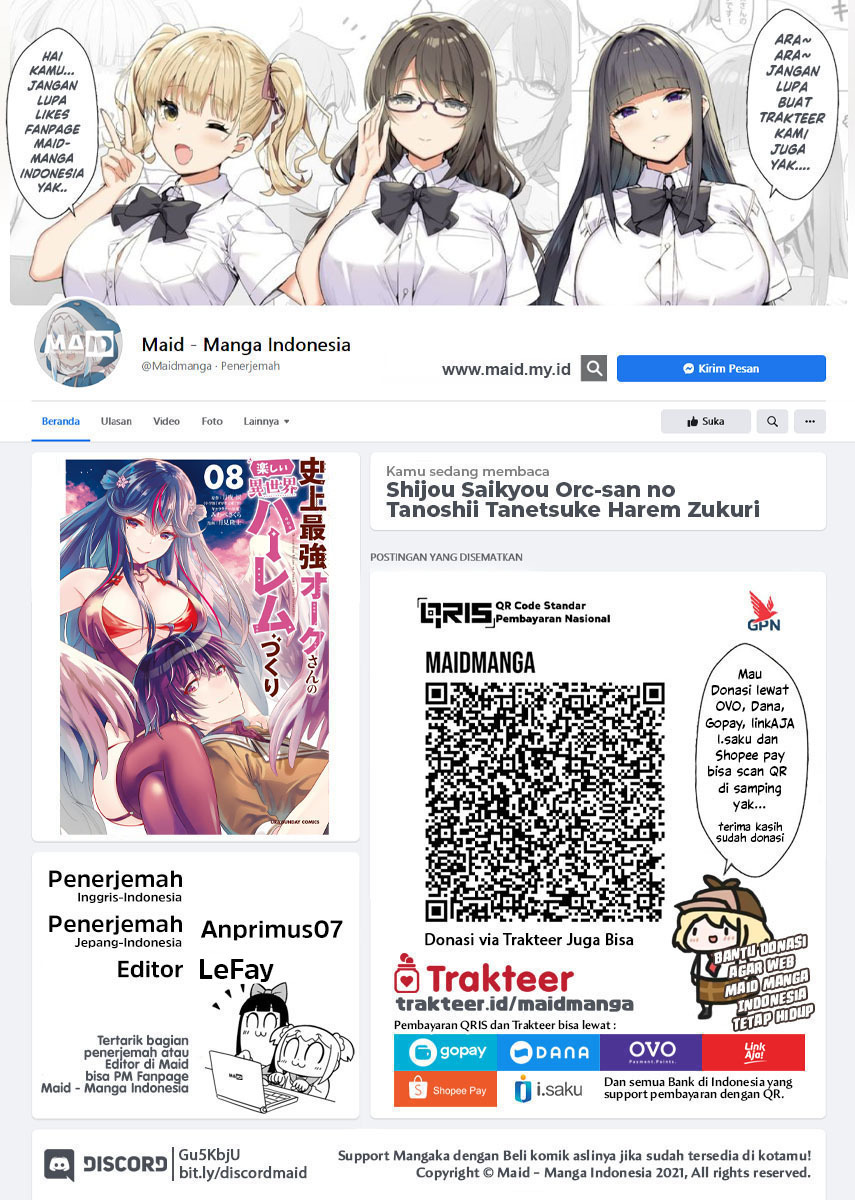 Shijou Saikyou Orc-san no Tanoshii Tanetsuke Harem Zukuri Chapter 88.5 Bahasa Indonesia